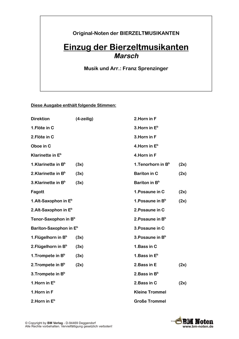 Einzug der Bierzeltmusikanten